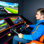 Beta Tester In-Game**

"A gamer enthusiastically playing Kart Rider on a high-end PC, fully clothed in casual attire, focusing intently on the colorful racing action. The game displays a vibrant track scene with a customized kart. Modern gaming room background with LED lighting and gaming peripherals. Safe for work, appropriate content, family-friendly, professional digital art, perfect anatomy, correct proportions, well-formed hands, proper finger count, natural body proportions."

**