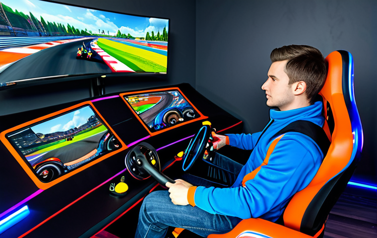 Beta Tester In-Game**
"A gamer enthusiastically playing Kart Rider on a high-end PC, fully clothed in casual attire, focusing intently on the colorful racing action. The game displays a vibrant track scene with a customized kart. Modern gaming room background with LED lighting and gaming peripherals. Safe for work, appropriate content, family-friendly, professional digital art, perfect anatomy, correct proportions, well-formed hands, proper finger count, natural body proportions."
**
