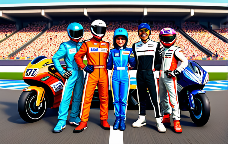 카트라이더 팬아트와 초보 유저의 성장 - Kartrider Fanart**
"A group of diverse cartoon-style Kartrider characters, fully clothed in racing ...