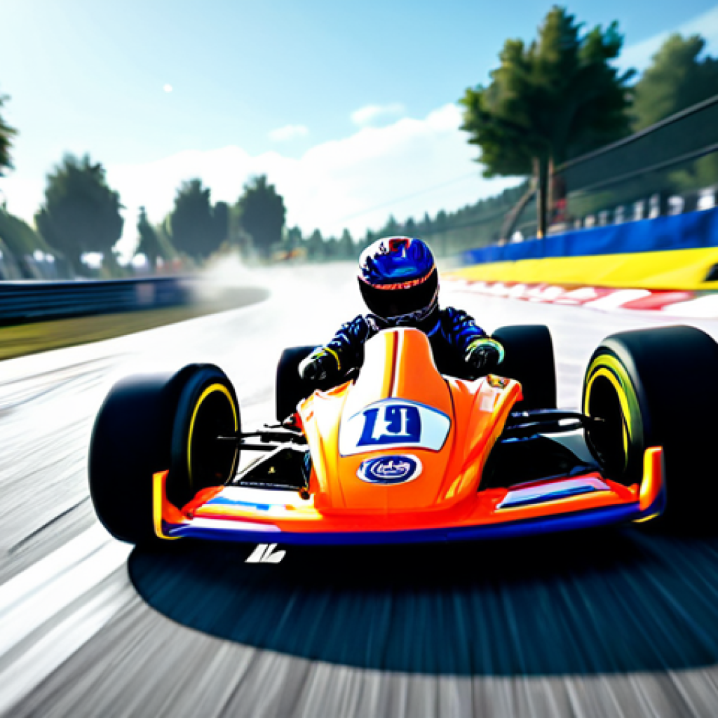 카트라이더 초보자를 위한 드리프트 비법 - **Prompt 1: The Art of the Initial Drift**
    A dynamic, low-angle shot of a sleek, brightly colore...