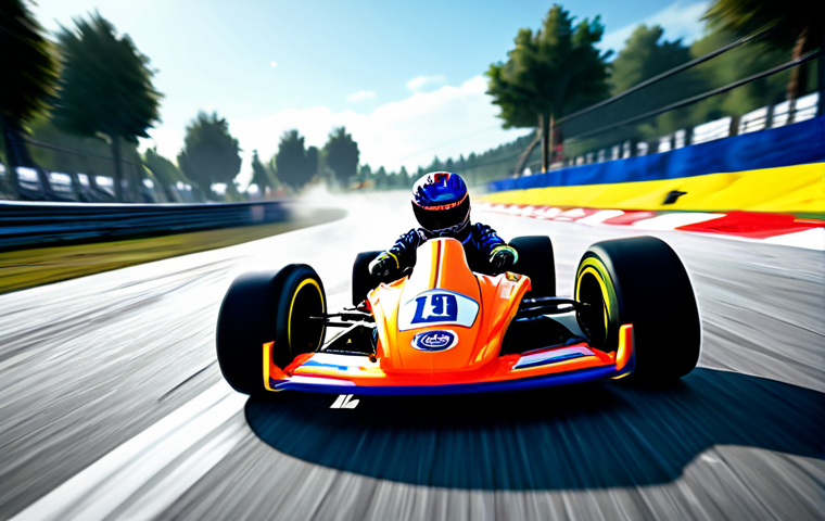 카트라이더 초보자를 위한 드리프트 비법 - **Prompt 1: The Art of the Initial Drift**
    A dynamic, low-angle shot of a sleek, brightly colore...
