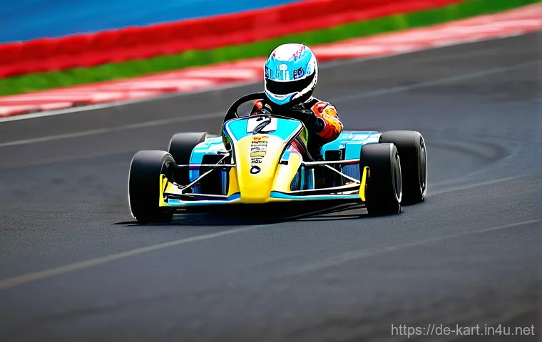 카트라이더 레이싱 팁 영상 - **A Perfect Drift with Turbo Boost:**
    A vibrant, dynamic, and action-packed close-up of a kart r...