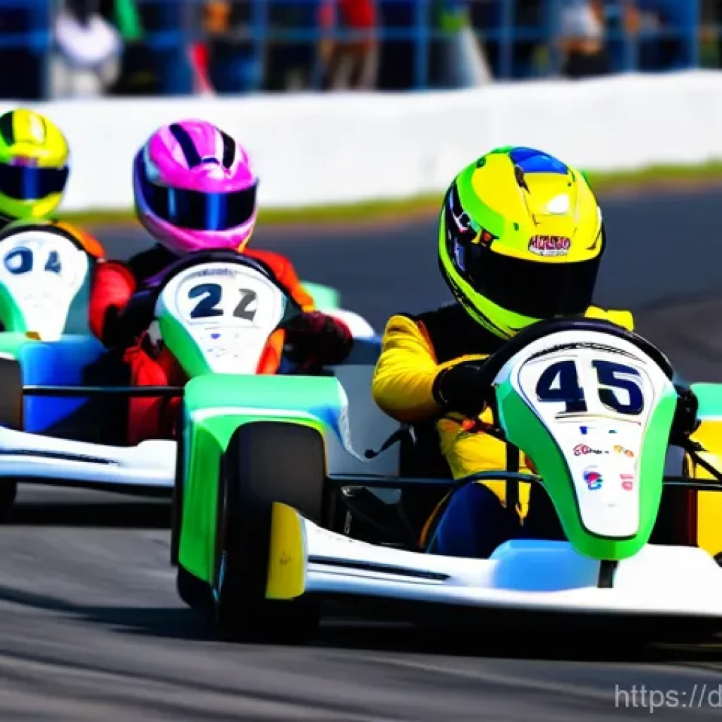 카트라이더 초보 유저의 트랙 공략 - **Prompt: "A dynamic, high-energy scene capturing the intense start of a KartRider race. Multiple br...
