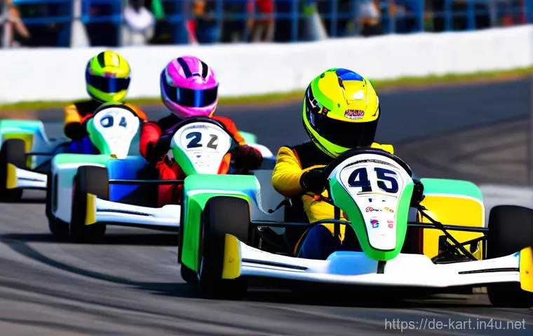 카트라이더 초보 유저의 트랙 공략 - **Prompt: "A dynamic, high-energy scene capturing the intense start of a KartRider race. Multiple br...
