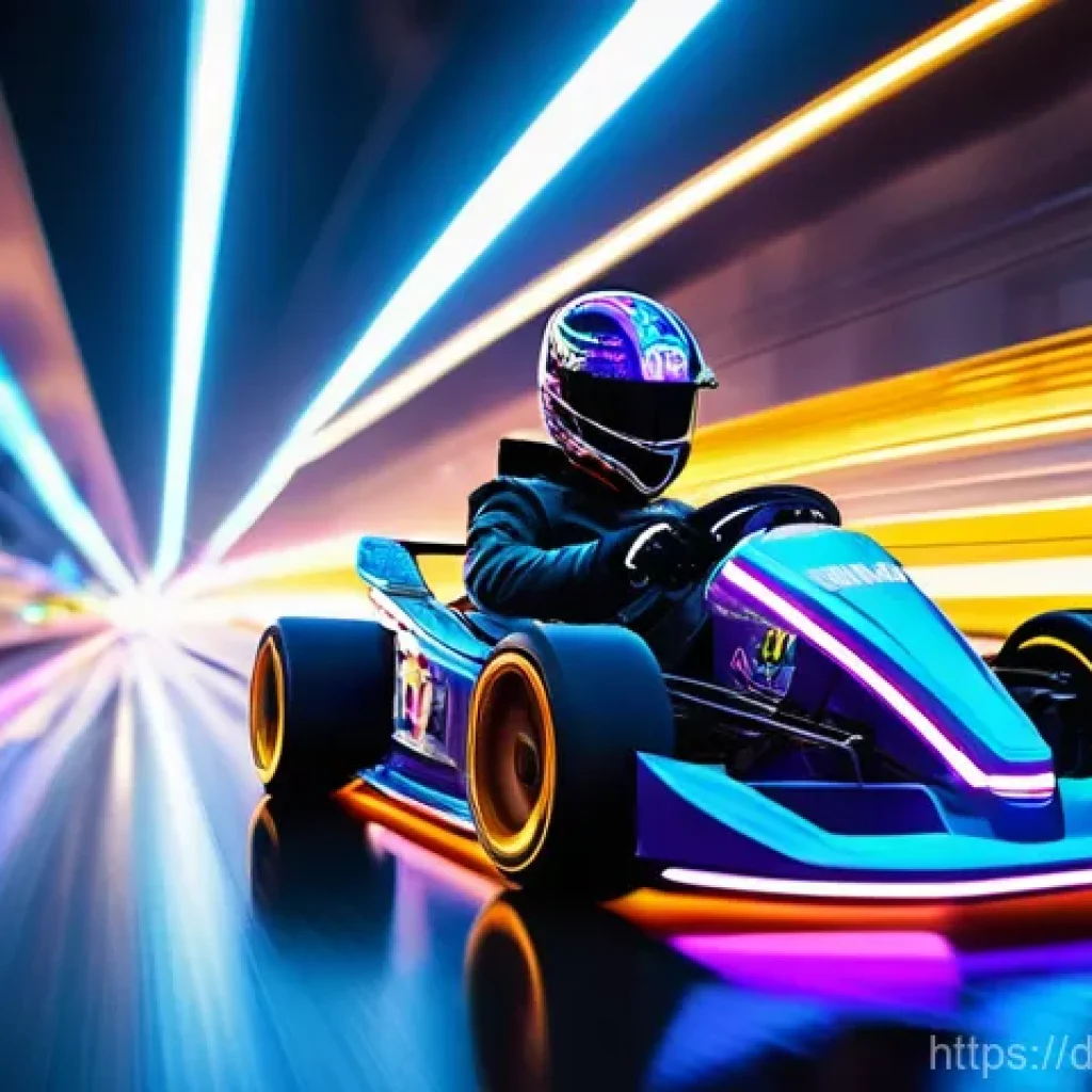 카트라이더 신규 기능 체험기 - **Prompt 1: Neo City Night Race**
    A dynamic, high-speed image of several "KartRider Rush+" karts...