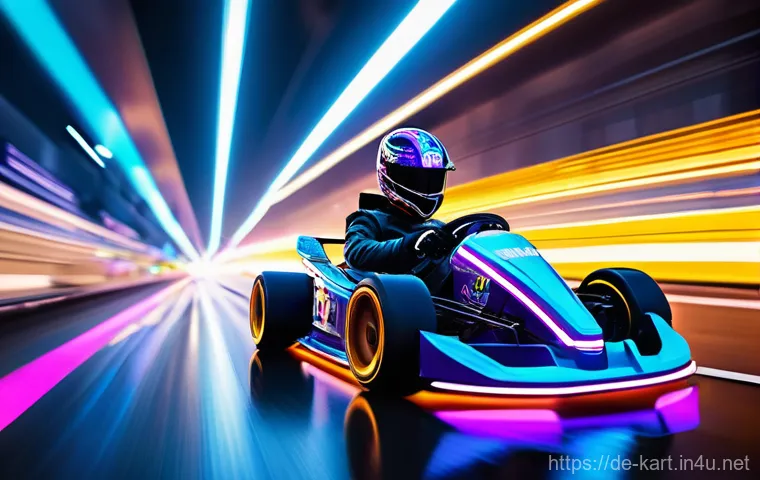 카트라이더 신규 기능 체험기 - **Prompt 1: Neo City Night Race**
    A dynamic, high-speed image of several "KartRider Rush+" karts...