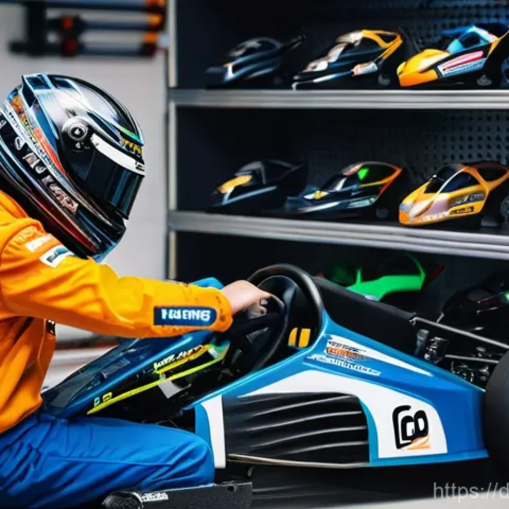 카트라이더 초보자를 위한 이벤트 참가 가이드 - **Prompt:** A young, diverse racer, approximately 18 years old, wearing a stylish, form-fitting raci...