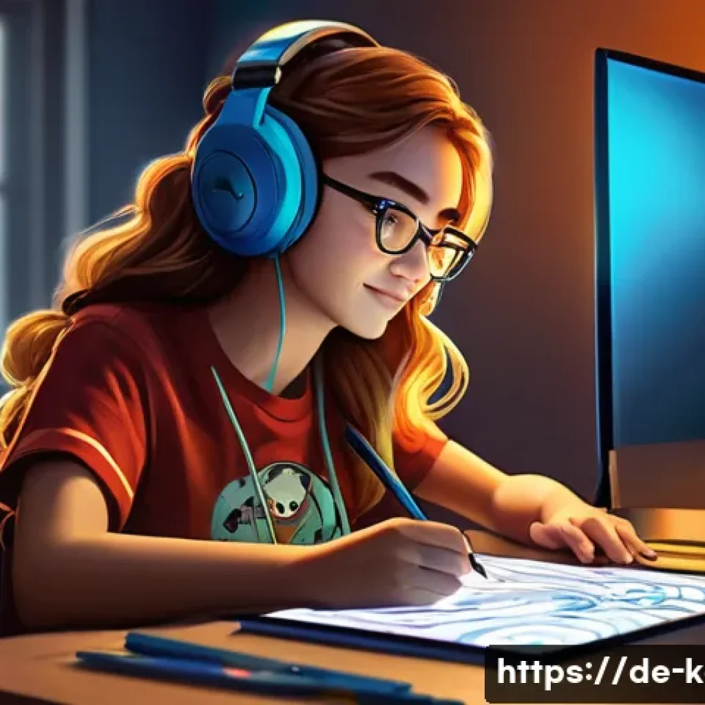 카트라이더 팬아트 대회의 성공 요인과 유저 참여 - **Prompt:** "A vibrant digital painting of a 17-year-old female gamer with long, expressive hair, we...