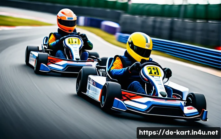 카트라이더 팀플레이의 중요성 - A dynamic team kart racing scene set on a detailed European race track, featuring four diverse adult...