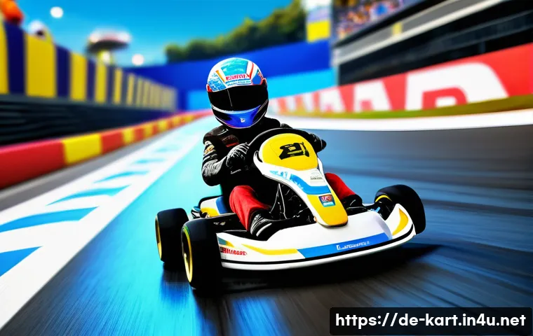 카트라이더 이벤트 성공 전략 - A dynamic KartRider solo race scene on a colorful, detailed racetrack in a vibrant urban environment...