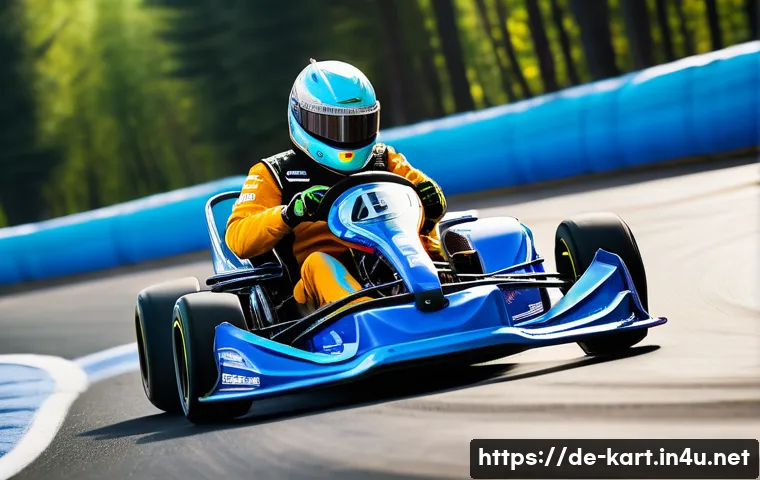 카트라이더 신규 유저 필독 자료 - A dynamic racing scene showing a sleek, agile kart drifting sharply around a tight corner on a color...
