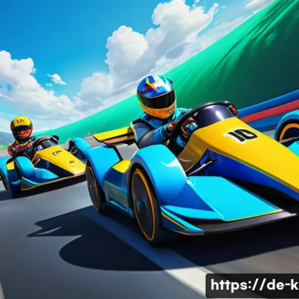 카트라이더 초보 유저를 위한 팬아트 활용법 - A vibrant and detailed digital painting of KartRider characters racing on a colorful, dynamic track ...