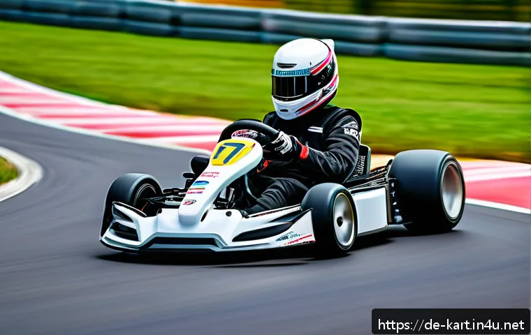 카트라이더 초보자를 위한 기사 - A dynamic and colorful kart racing scene on a detailed European-style race track, featuring a confid...