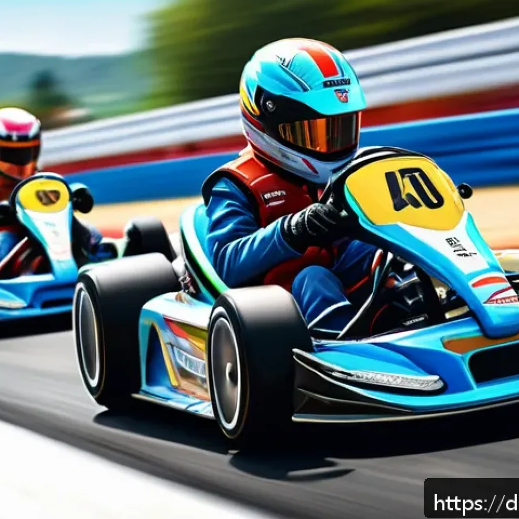 카트라이더 팬아트와 커뮤니티 - A vibrant digital illustration capturing the essence of KartRider’s dynamic racing scenes in a semi-...