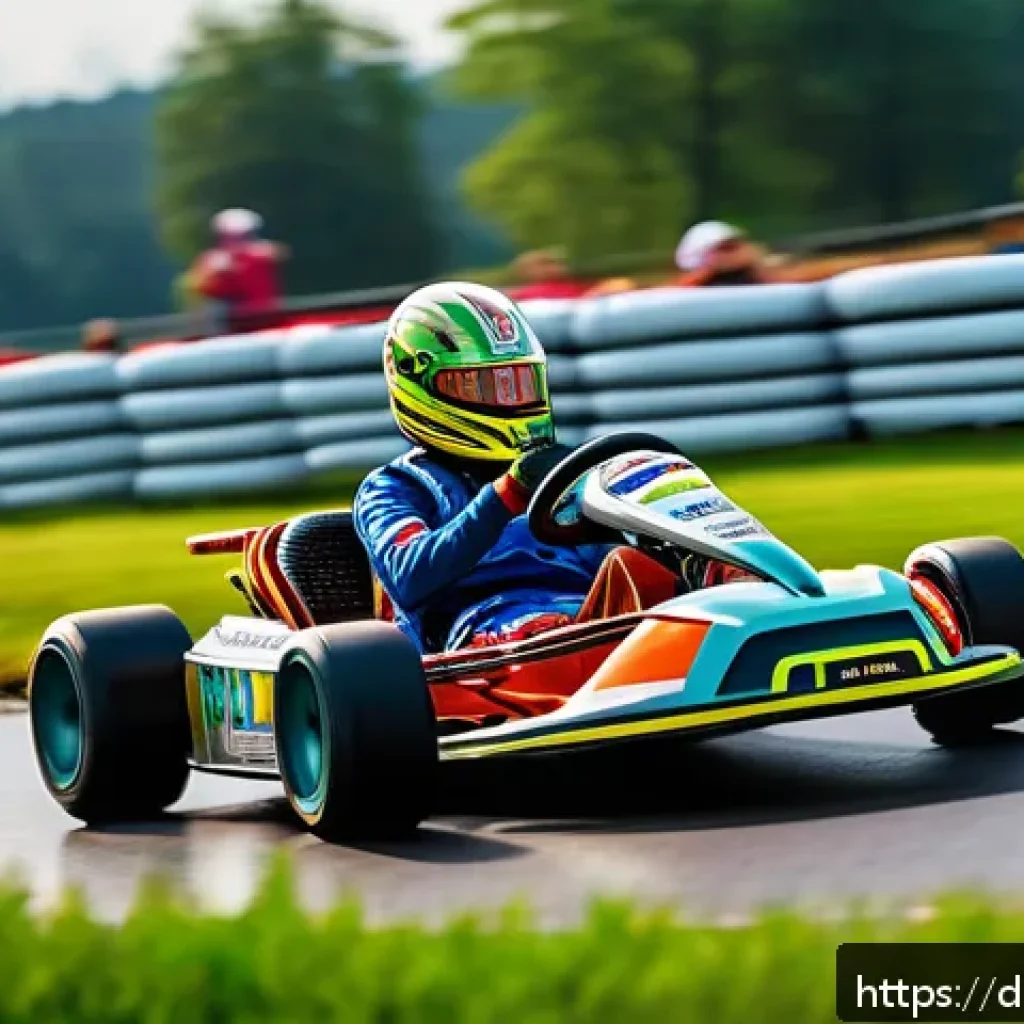 카트라이더 아이템전 상위권 전략 - A dynamic kart racing scene on a winding, narrow track with multiple sharp curves and tight corners,...