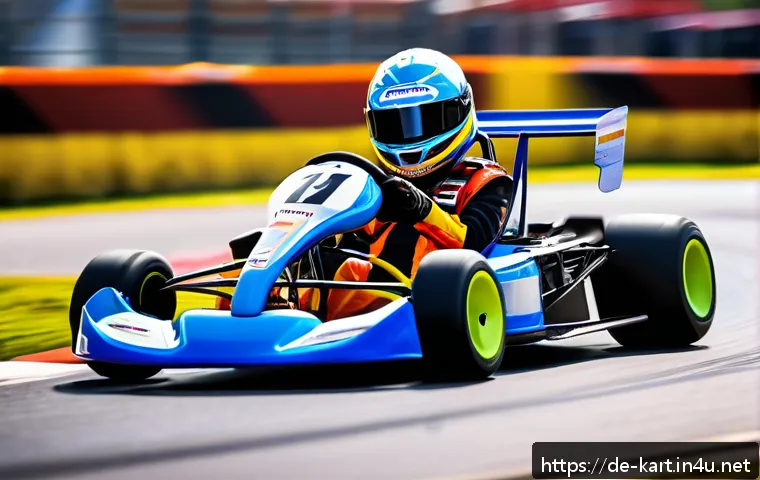 카트라이더 신규 유저를 위한 트랙별 공략법 - A dynamic racing scene in a vibrant KartRider environment featuring a skilled driver performing a sm...