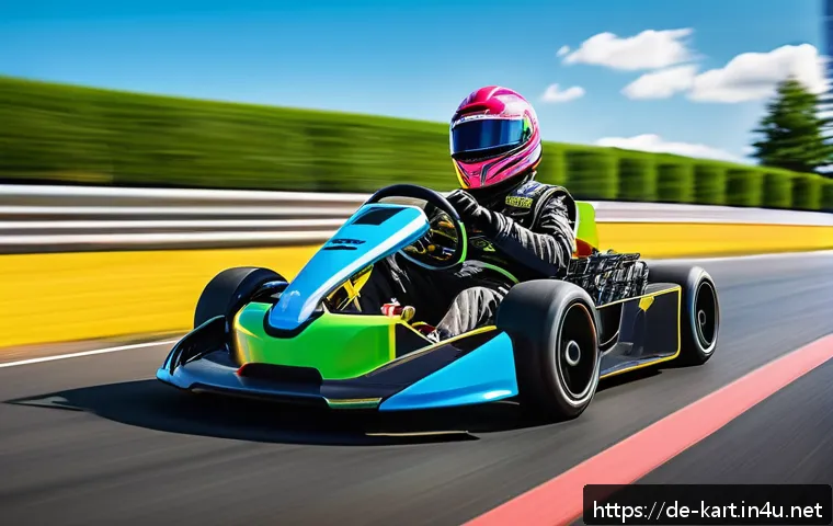 카트라이더 신규 트랙과 드리프트 연습 - A dynamic scene of a colorful, futuristic kart racing on a highly detailed new track with sharp curv...