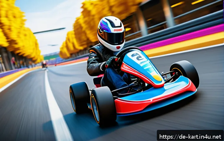카트라이더 신규 유저 위한 FAQ - A vibrant and dynamic arcade-style kart racing scene on a colorful, winding track set in a lively ur...