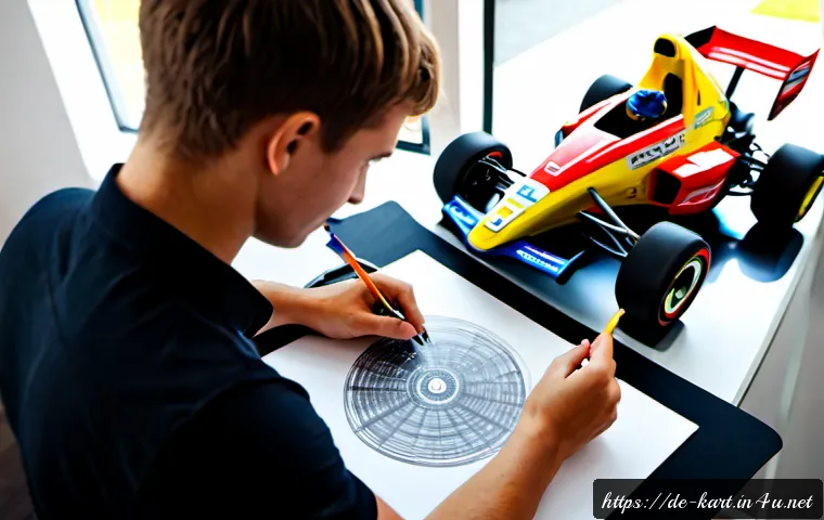 Home 17 카트라이더 팬아트 이벤트와 성공 팁 - Photorealistic creative workspace in Germany, a focused young adult artist using a drawing tablet to...